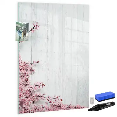 Magnettafel zum Schreiben mit Motiv Blumen auf Holz