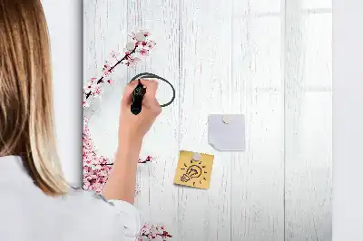 Magnettafel zum Schreiben mit Motiv Blumen auf Holz
