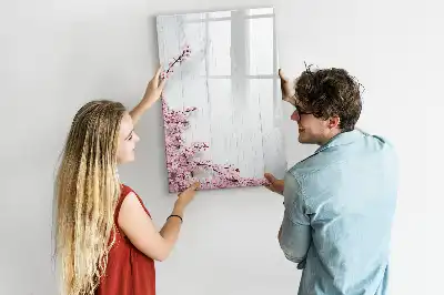 Magnettafel zum Schreiben mit Motiv Blumen auf Holz
