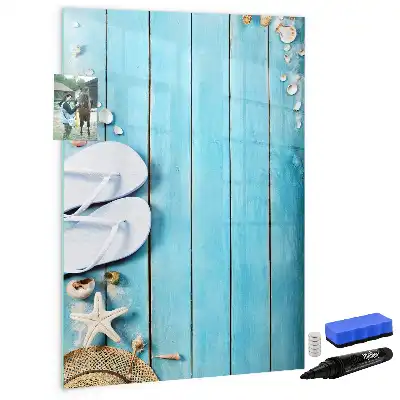 Magnettafel beschreibbar in Form von blauen Strandbrettern