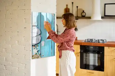 Magnettafel beschreibbar in Form von blauen Strandbrettern