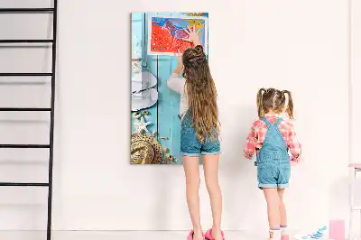 Magnettafel beschreibbar in Form von blauen Strandbrettern