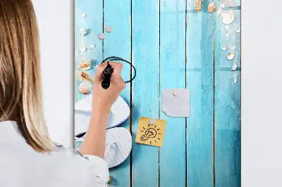 Magnettafel beschreibbar in Form von blauen Strandbrettern