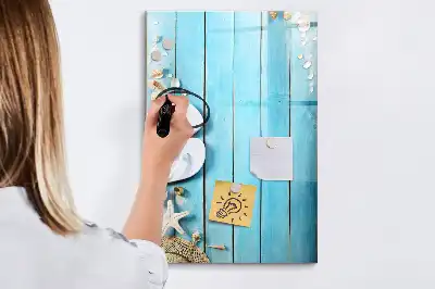 Magnettafel beschreibbar in Form von blauen Strandbrettern