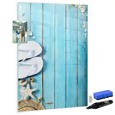 Magnettafel beschreibbar in Form von blauen Strandbrettern