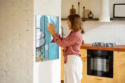 Magnettafel beschreibbar in Form von blauen Strandbrettern