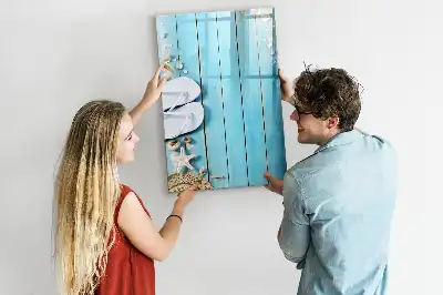 Magnettafel beschreibbar in Form von blauen Strandbrettern