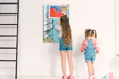Magnettafel beschreibbar in Form von blauen Strandbrettern