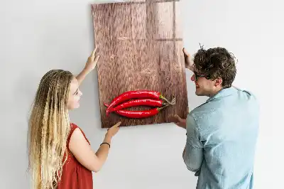Magnettafel zum Schreiben mit Motiv Chilis auf Holzbrett