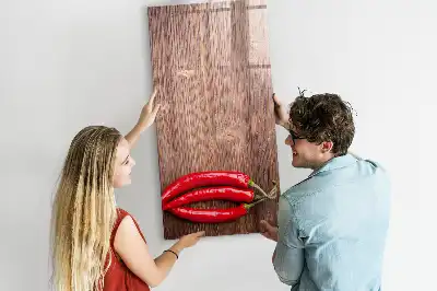 Magnettafel zum Schreiben mit Motiv Chilis auf Holzbrett