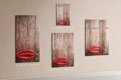 Magnettafel zum Schreiben mit Motiv Chilis auf Holzbrett