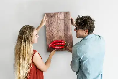 Magnettafel zum Schreiben mit Motiv Chilis auf Holzbrett