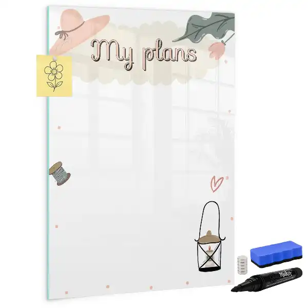 Magnettafel beschreibbar mit dem Design Meine Pläne