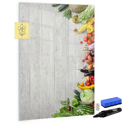Magnettafel zum Schreiben Motiv Gemüse auf Holz