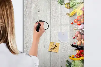 Magnettafel zum Schreiben Motiv Gemüse auf Holz