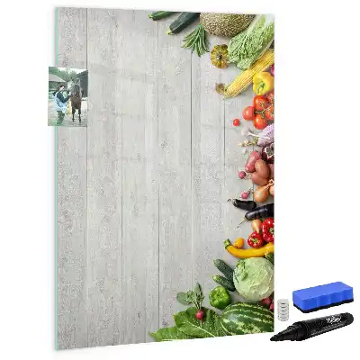 Magnettafel zum Schreiben Motiv Gemüse auf Holz