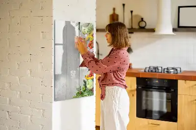 Magnettafel zum Schreiben Motiv Gemüse auf Holz