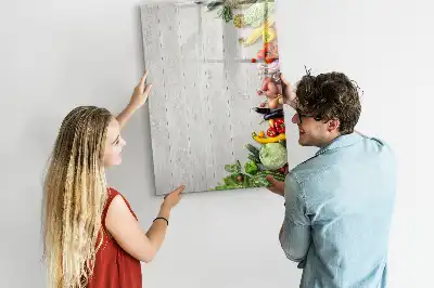 Magnettafel zum Schreiben Motiv Gemüse auf Holz