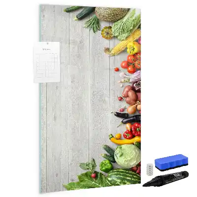 Magnettafel zum Schreiben Motiv Gemüse auf Holz