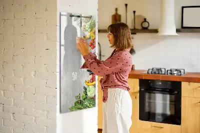 Magnettafel zum Schreiben Motiv Gemüse auf Holz