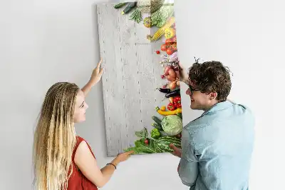 Magnettafel zum Schreiben Motiv Gemüse auf Holz