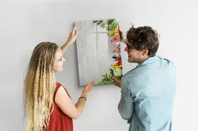 Magnettafel zum Schreiben Motiv Gemüse auf Holz