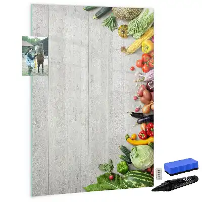 Magnettafel zum Schreiben Motiv Gemüse auf Holz