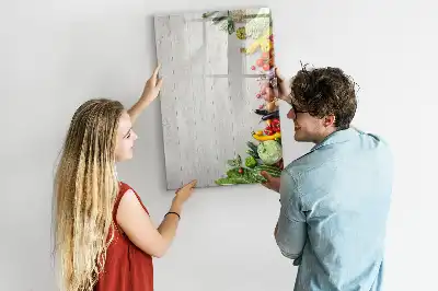 Magnettafel zum Schreiben Motiv Gemüse auf Holz