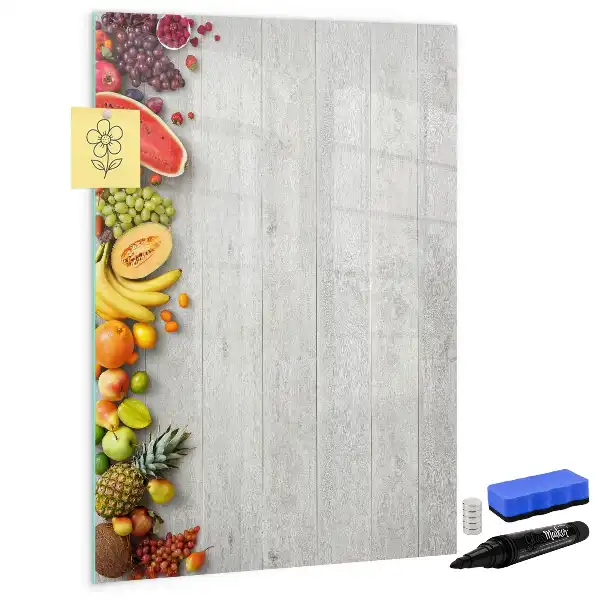 Magnettafel beschreibbar mit Motiv Gemüse auf Holz