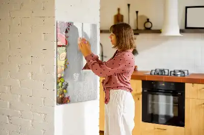 Magnettafel beschreibbar mit Motiv Gemüse auf Holz