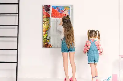 Magnettafel beschreibbar mit Motiv Gemüse auf Holz