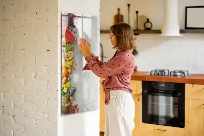 Magnettafel beschreibbar mit Motiv Gemüse auf Holz