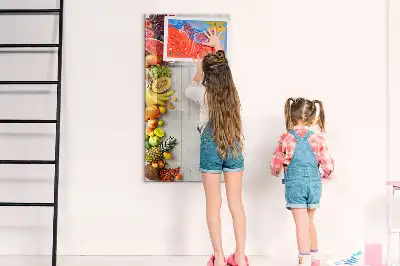 Magnettafel beschreibbar mit Motiv Gemüse auf Holz