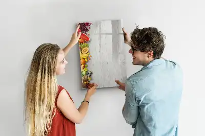 Magnettafel beschreibbar mit Motiv Gemüse auf Holz