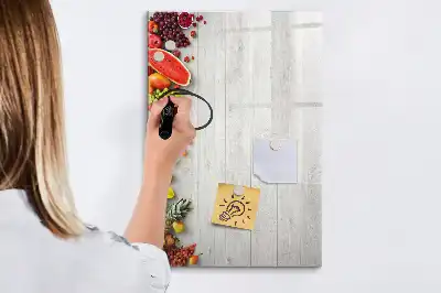 Magnettafel beschreibbar mit Motiv Gemüse auf Holz