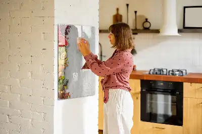 Magnettafel beschreibbar mit Motiv Gemüse auf Holz