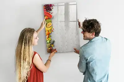 Magnettafel beschreibbar mit Motiv Gemüse auf Holz