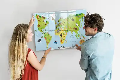 Tier-Weltkarte beschreibbare Magnettafel