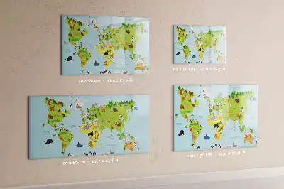 Tier-Weltkarte beschreibbare Magnettafel