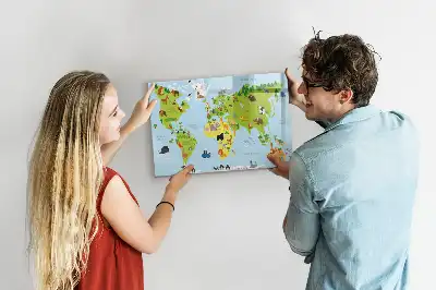 Tier-Weltkarte beschreibbare Magnettafel