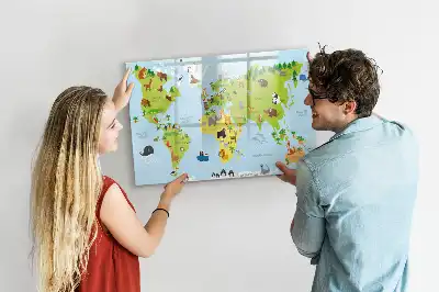 Tier-Weltkarte beschreibbare Magnettafel
