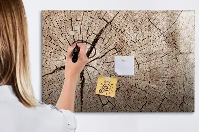 Beschreibbare Magnettafel in Optik eines alten Holzstamms