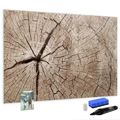 Beschreibbare Magnettafel in Optik eines alten Holzstamms
