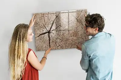Beschreibbare Magnettafel in Optik eines alten Holzstamms