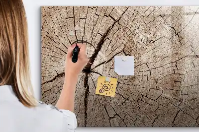 Beschreibbare Magnettafel in Optik eines alten Holzstamms