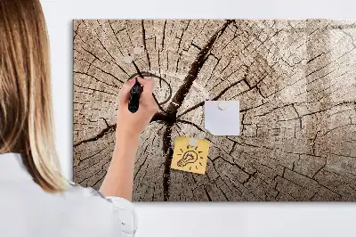 Beschreibbare Magnettafel in Optik eines alten Holzstamms