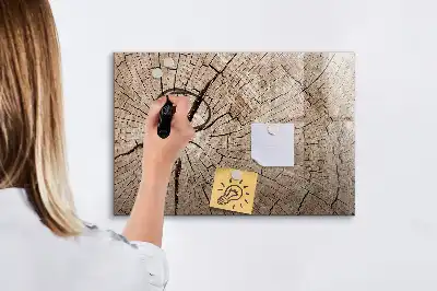Beschreibbare Magnettafel in Optik eines alten Holzstamms