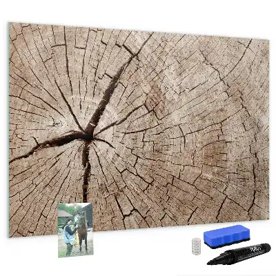 Beschreibbare Magnettafel in Optik eines alten Holzstamms