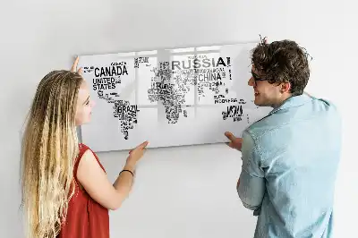 Schreib-Magnettafel mit Kontinenten aus Buchstaben