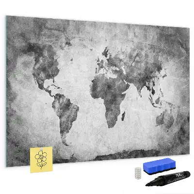 Weltkarte als beschreibbare Magnettafel